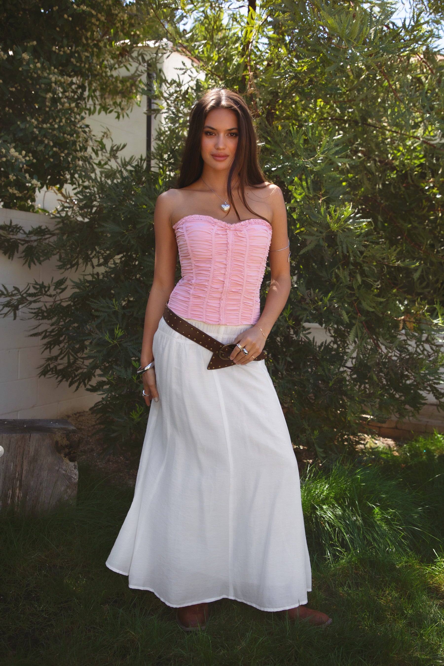 TIC TOC TA31156 CALISA Ruched Poplin Strapless Bustier Top with Sweetheart Neckline