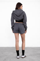 Graphite ultra cropped cardigan with hood and soft fleece fabric from Tic Toc, designed for layering.