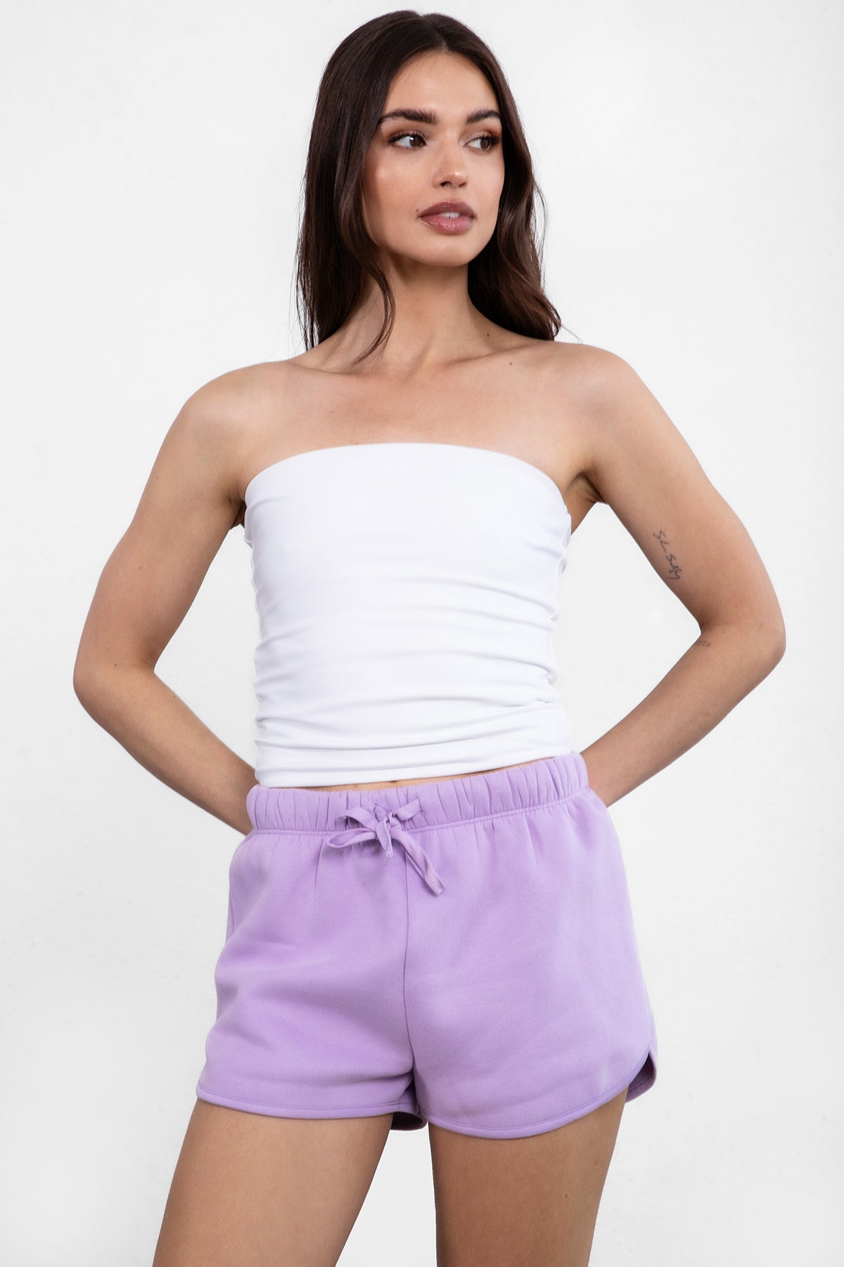 SHORTY  Solid Drawstring Waist Fleece Track Mini Short
 Mid Rise Waistband
Adjustable Waist Drawstring Tie
Retro Sporty Dolphin Curved Hemline
Straight Leg Fit Inseam 2.75 inches
SHORTY  Solid Drawstring Waist Fleece Track Mini Shorts
 Mid-Rise Waistband
Adjustable Waist Drawstring Tie
Retro Sporty Dolphin Curved Hemline
Inseam 2.75 inches
Matching Shades to the Essentials Plush Fleece Collection
Plush Fleece Key Features:
Plush & Fluffy Texture: Ultra-soft and incredibly cozy.
Heavyweight Warmth: Provides