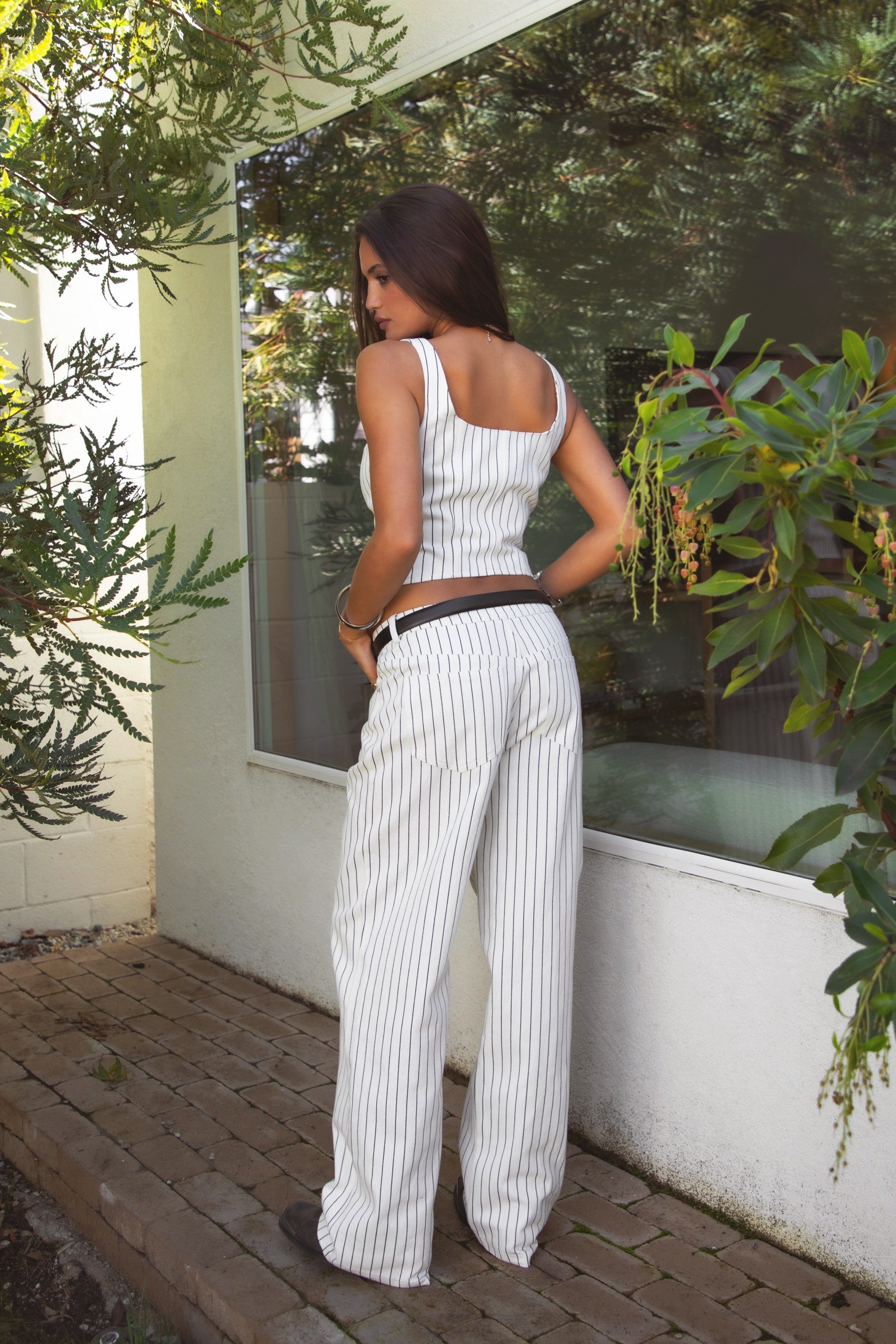 TIC TOC PH31102 MARNI Stripe Print Denim Jeans with relaxed tapered fit and wide leg