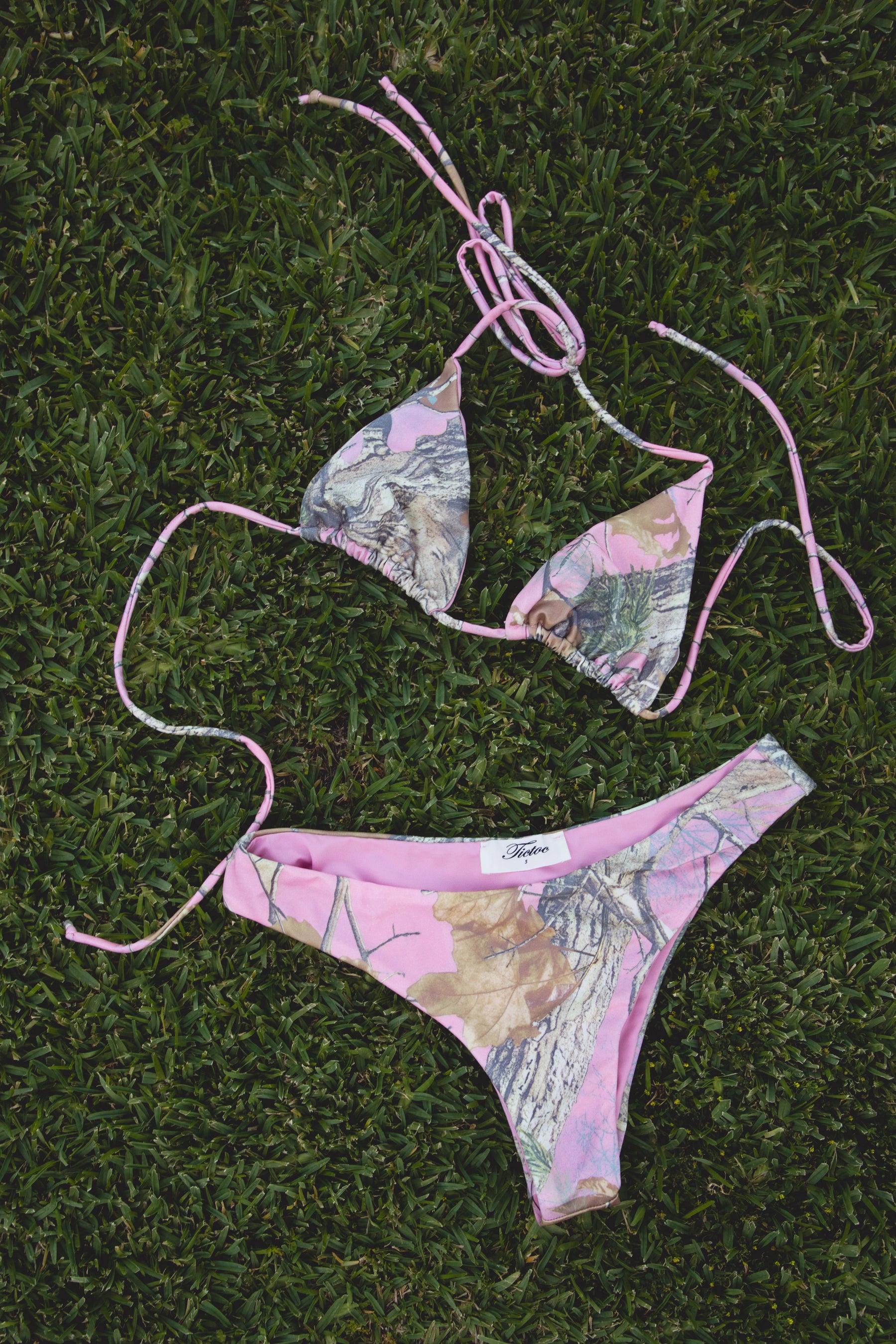TIC TOC TPC30961 DANIELA Camo Print Triangle Bikini Set with Cheeky Bottoms and Halter Straps
