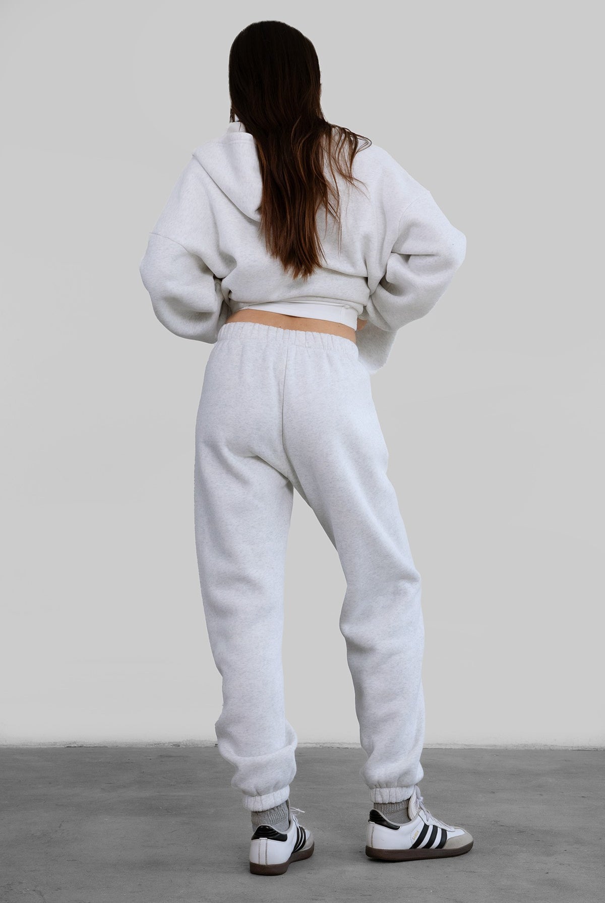 TIC TOC DOVE high waist fleece sweatpants in ash with elasticated waistband and side pockets