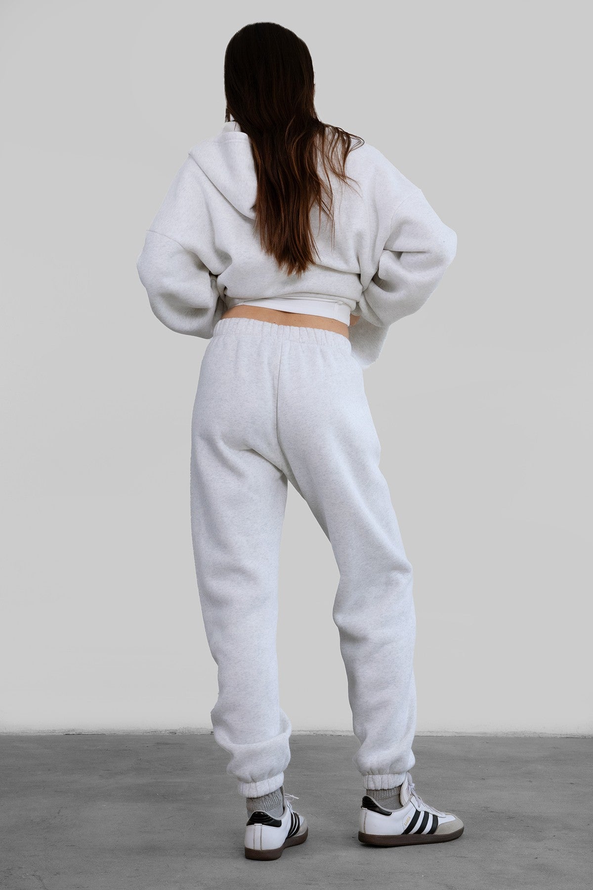 TIC TOC DOVE high waist fleece sweatpants in ash with elasticated waistband and side pockets