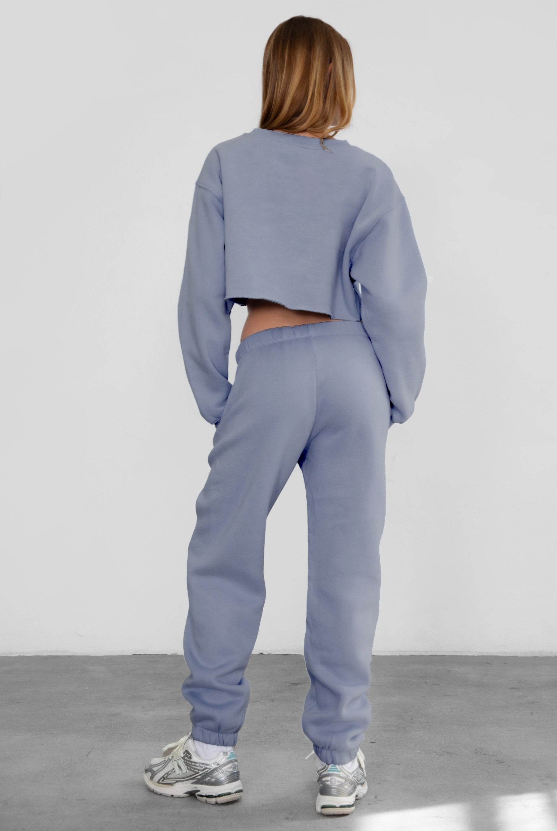 Game-day ready high-waist sweatpants in blush from the Essentials Plush Fleece Collection in french blue