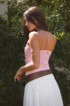 TIC TOC TA31156 CALISA Ruched Poplin Strapless Bustier Top with Sweetheart Neckline