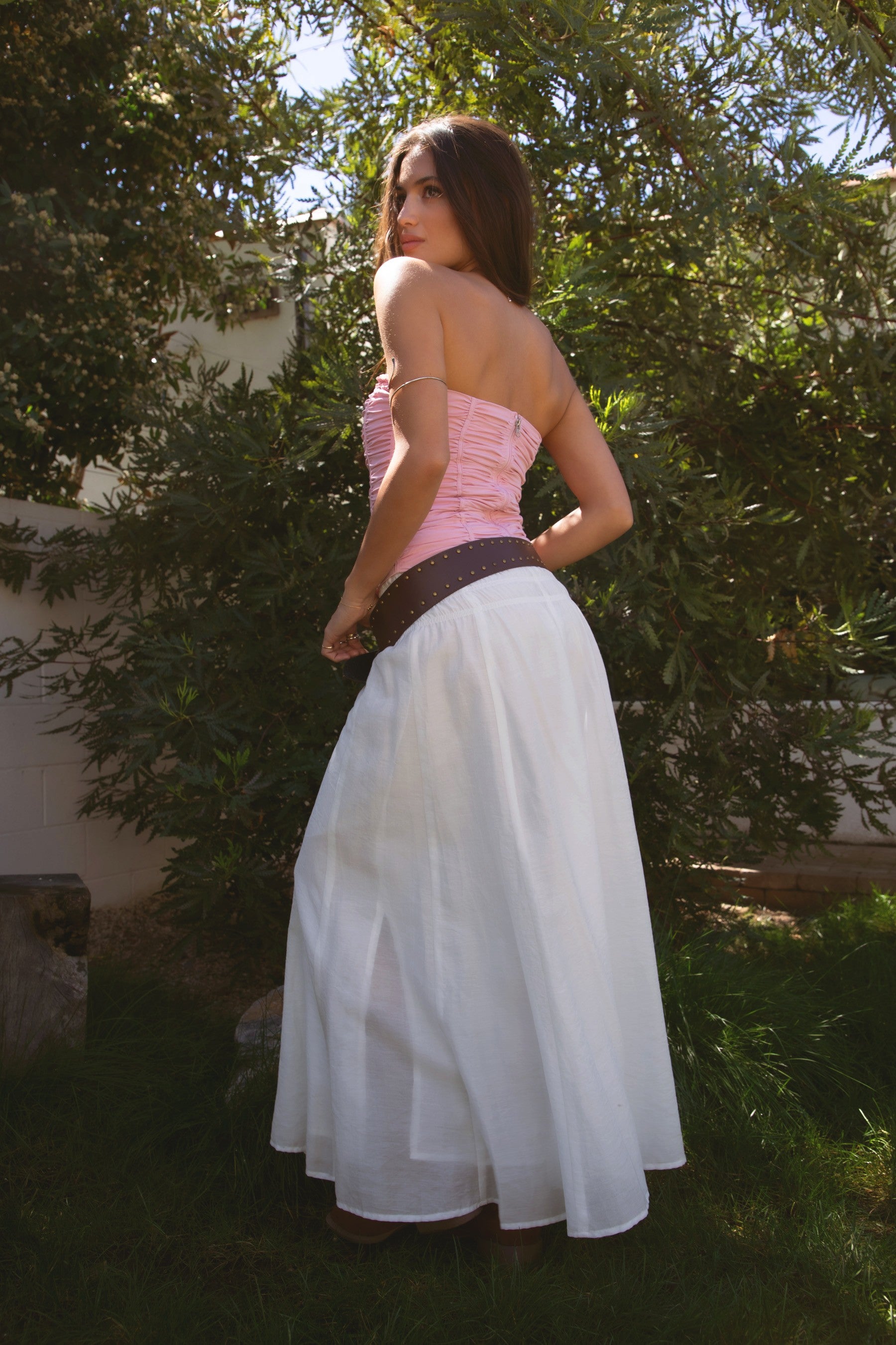 TIC TOC TA31156 CALISA Ruched Poplin Strapless Bustier Top with Sweetheart Neckline