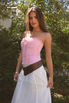 TIC TOC TA31156 CALISA Ruched Poplin Strapless Bustier Top with Sweetheart Neckline