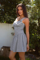 TIC TOC DA31031 DAKOTA Gingham Mini Dress with peter pan collar and lace trim