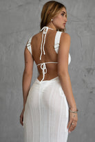 TIC TOC DC30166 OCEAN Rib Knit Sheer Maxi Cover Up with Open Back and Slit