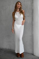 TIC TOC DC30166 OCEAN Rib Knit Sheer Maxi Cover Up with Open Back and Slit
