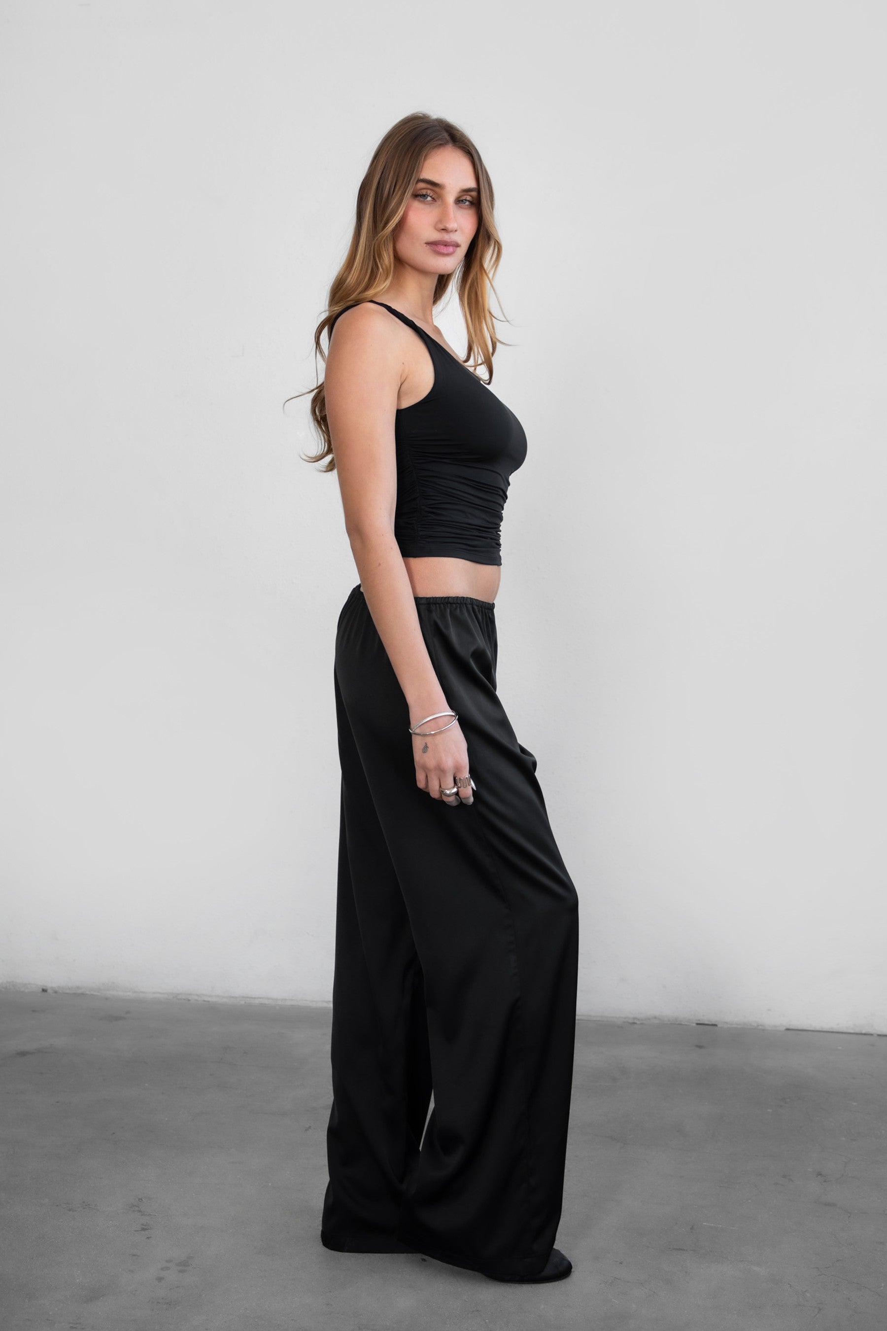 ●muahmuah● 2PACK Logo Stitch Wide Banding Pants 3color _MU MuahMuah LOGO STITCH WIDE BANDING PANTS【GREY】 | KAZUE