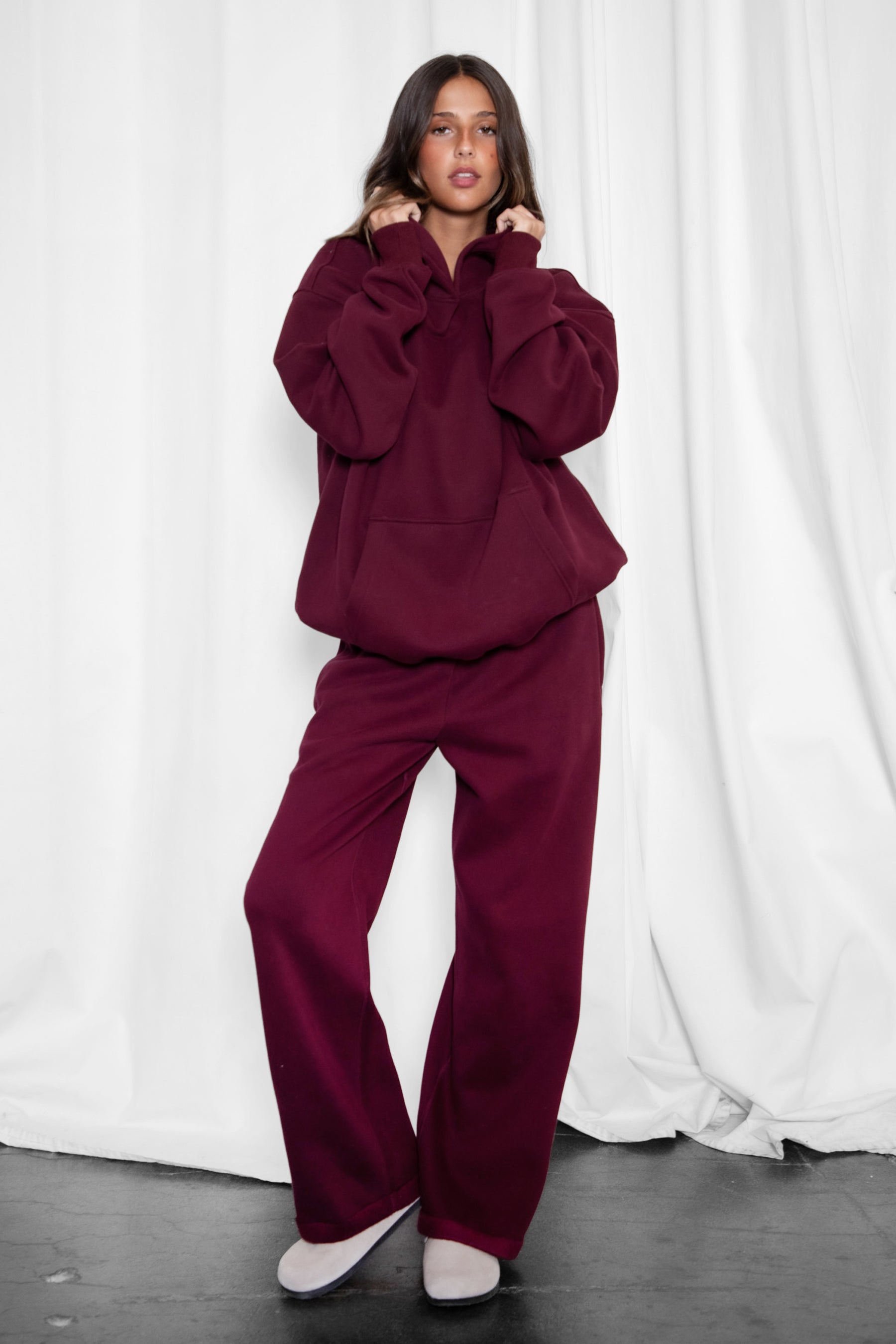 LANI Lightweight Fleece Wide Leg Sweatpants 