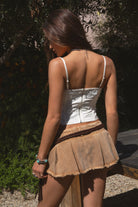TIC TOC TC31138 ISABELA Floral Embroidered Bustier Top in cream
