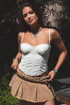TIC TOC TC31138 ISABELA Floral Embroidered Bustier Top in cream