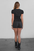 AGATHA Rayon Challis Keyhole Ruffle Blouse serves effortless romance with a soft, vintage feel.