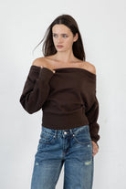 Woman wearing LANI mock neck cloud fleece sweatshirt featuring soft cotton blend cloud fleece fabric, ribbed mock neckline, relaxed oversized fit, dropped shoulder design, long sleeves with ribbed cuffs, triangle stitch detail at center front, and ribbed hem for a cozy comfortable finish.
