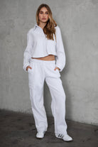 TIC TOC JENNIE cropped fleece shacket in ash with button-up front and front pocket detail