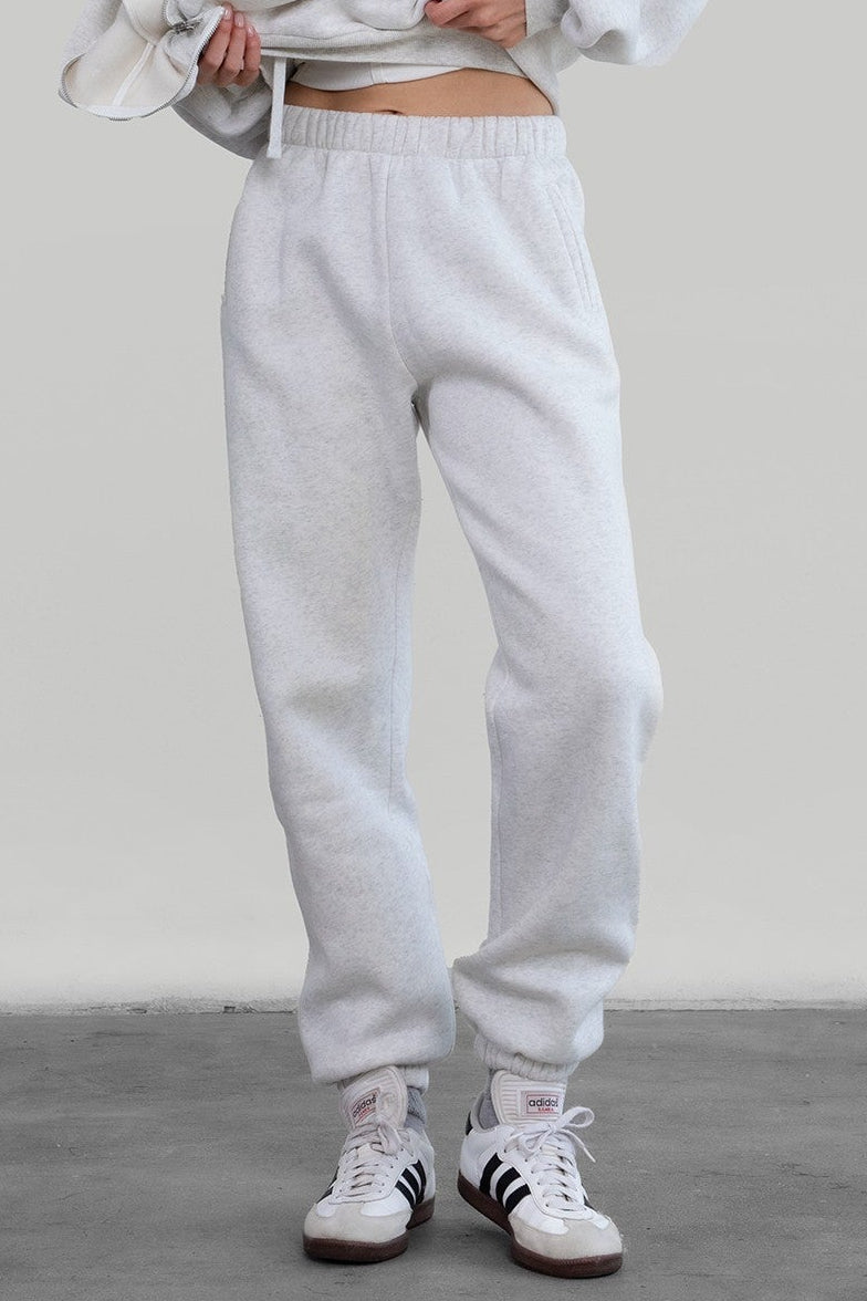 TIC TOC DOVE high waist fleece sweatpants in ash with elasticated waistband and side pockets