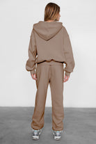 Game-day ready high-waist sweatpants in blush from the Essentials Plush Fleece Collection in coffee 