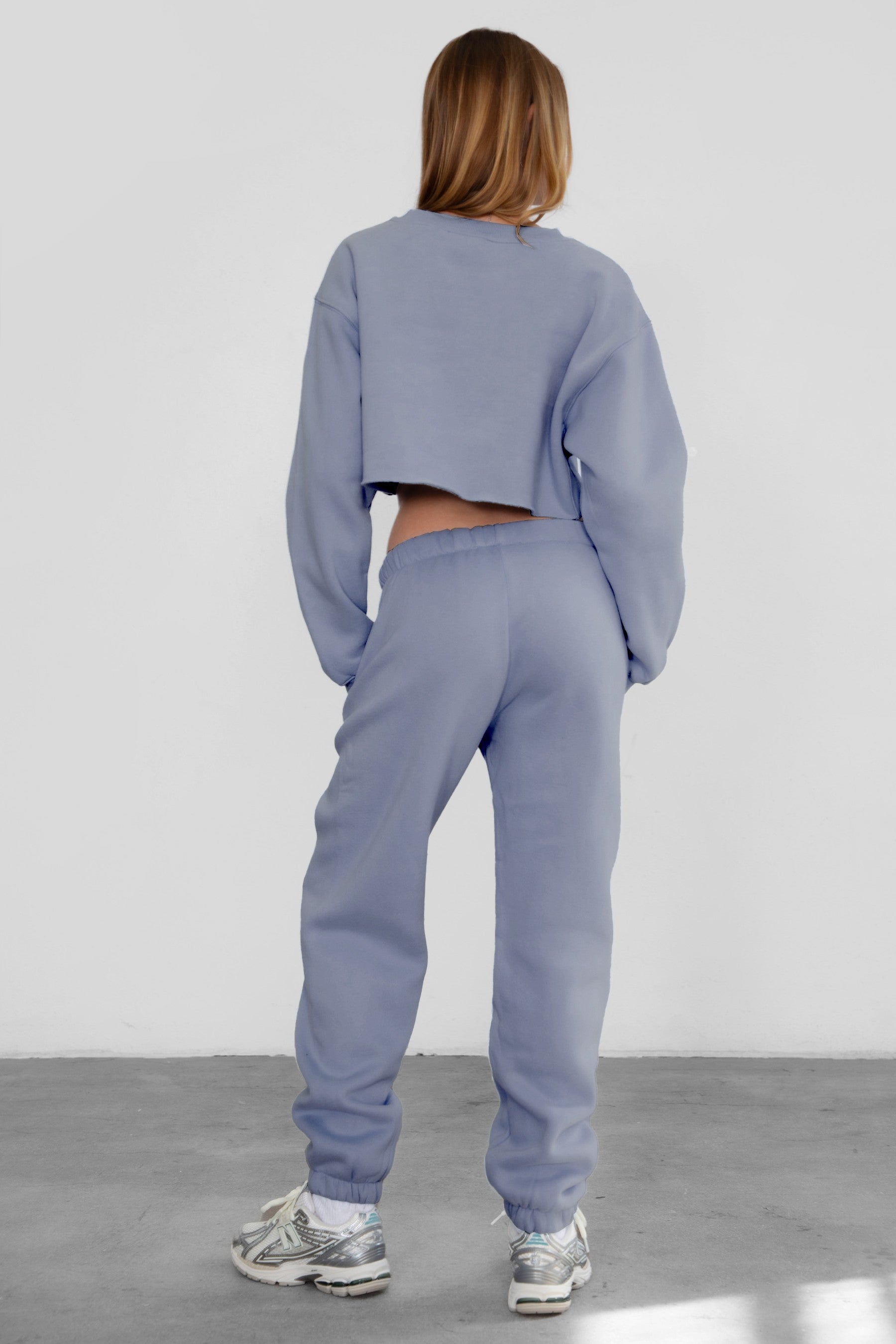 Game-day ready high-waist sweatpants in blush from the Essentials Plush Fleece Collection in french blue