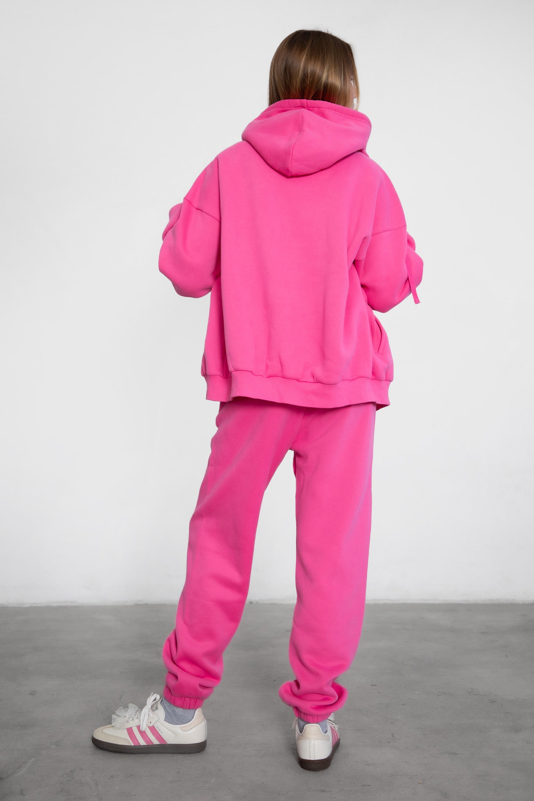 Game-day ready high-waist sweatpants in blush from the Essentials Plush Fleece Collection in fuchsia
