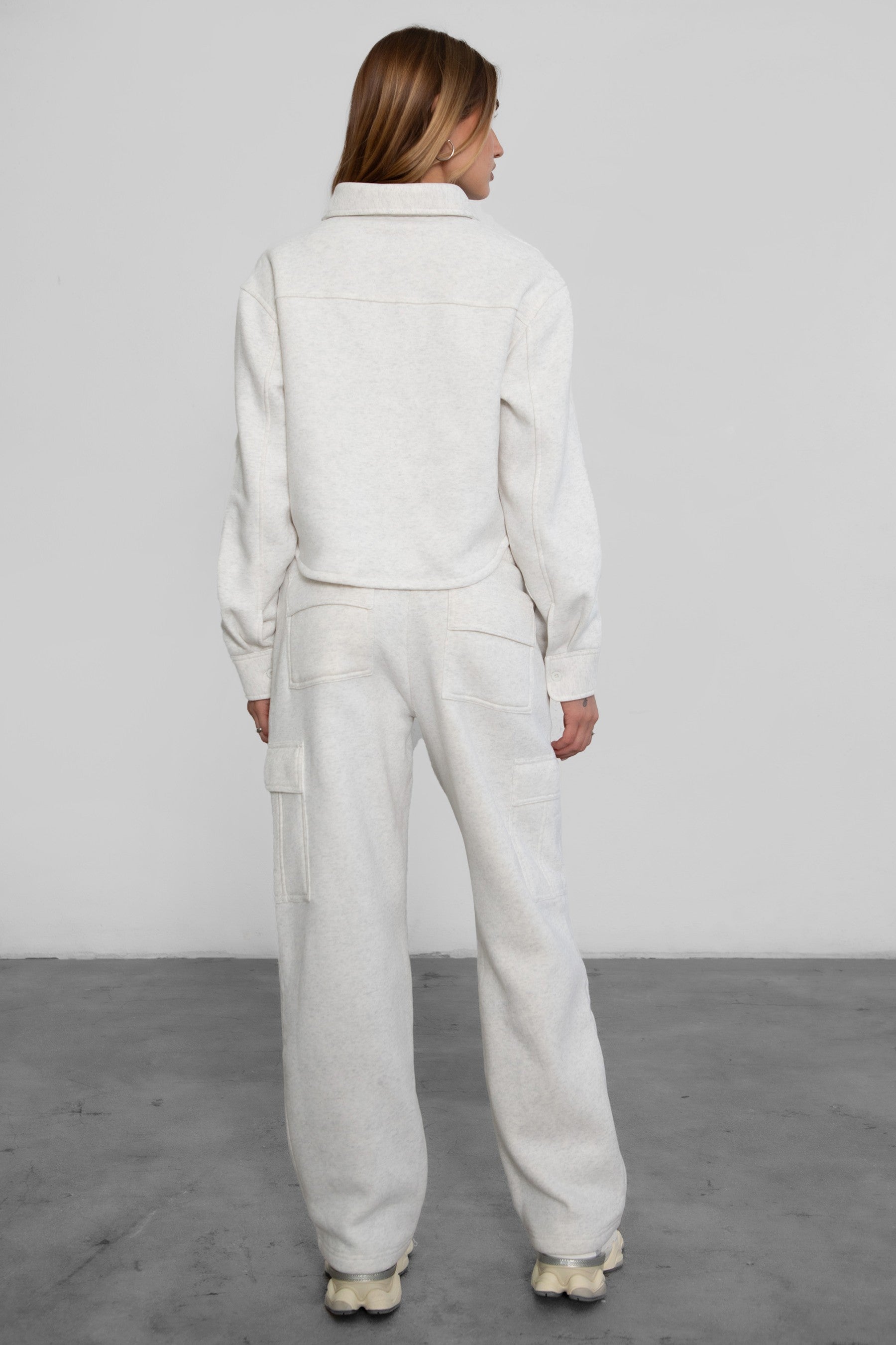 Game-day ready high-waist sweatpants in blush from the Essentials Plush Fleece Collection in heather white